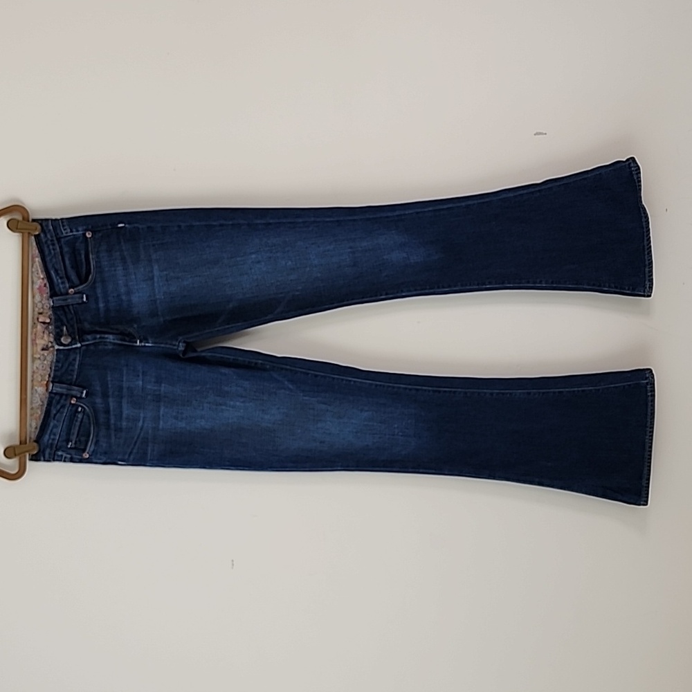 Paige Lou Lou Y2K Mid Rise Flare Dark Wash Stretchy Jeans 28 (20t)